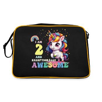 Girls Kids Unicorn It's My Birthday, I am 2 and - Retro Bag - black/gold - Back