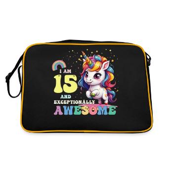 J'ai 15 ans et je suis géniale - Filles Enfants Licorne C'est mon - Sac Retro - noir/or - Dos