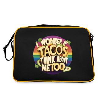 I wonder if Tacos think about me too - Retro Tasche - Schwarz/Gold - Hinten