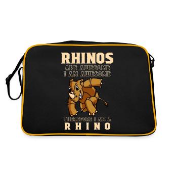 Rhinos Are Awesome I Am Awesome Cool Rhinoceros - Retro Bag - black/gold - Back
