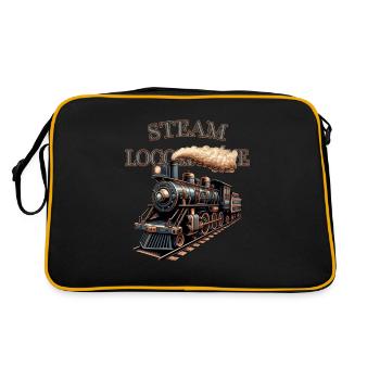 Steam locomotive steam engine nostalgic railway - Retro Bag - black/gold - Back