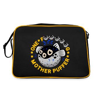 lustiger Puffer Fisch mit Spruch - Retro Tasche - Schwarz/Gold - Hinten