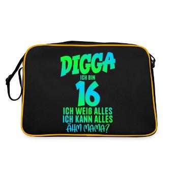 16th Birthday Digga I'm 16 I Can Do Everything - Retro Bag - black/gold - Back