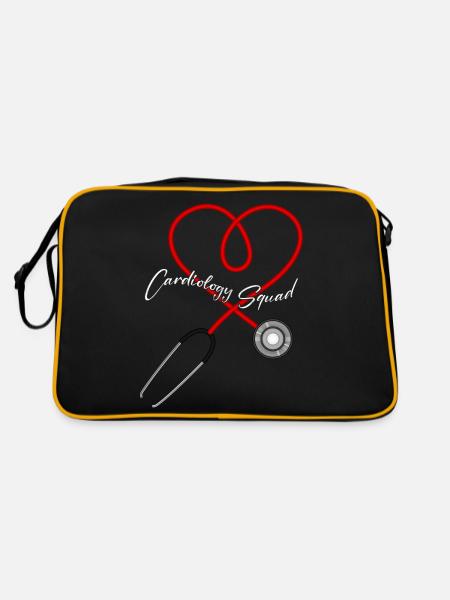 Cardiology Squad Cardiologist Heart Nurse Doctor - Retro Tasche - Schwarz/Gold - Hinten