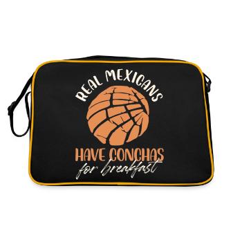 Real Mexicans Have Conchas For Breakfast Pan De - Retro Tasche - Schwarz/Gold - Hinten