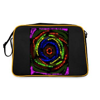 Lignes colorées concentriques, dessin abstrait - Sac Retro - noir/or - Dos