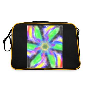 Psychedelic Abstract Flower - Retro Bag - black/gold - Back