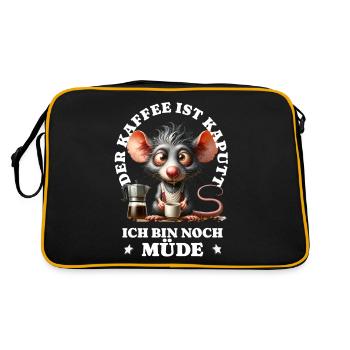 Morning grouch coffee is broken funny rat - Retro Bag - black/gold - Back