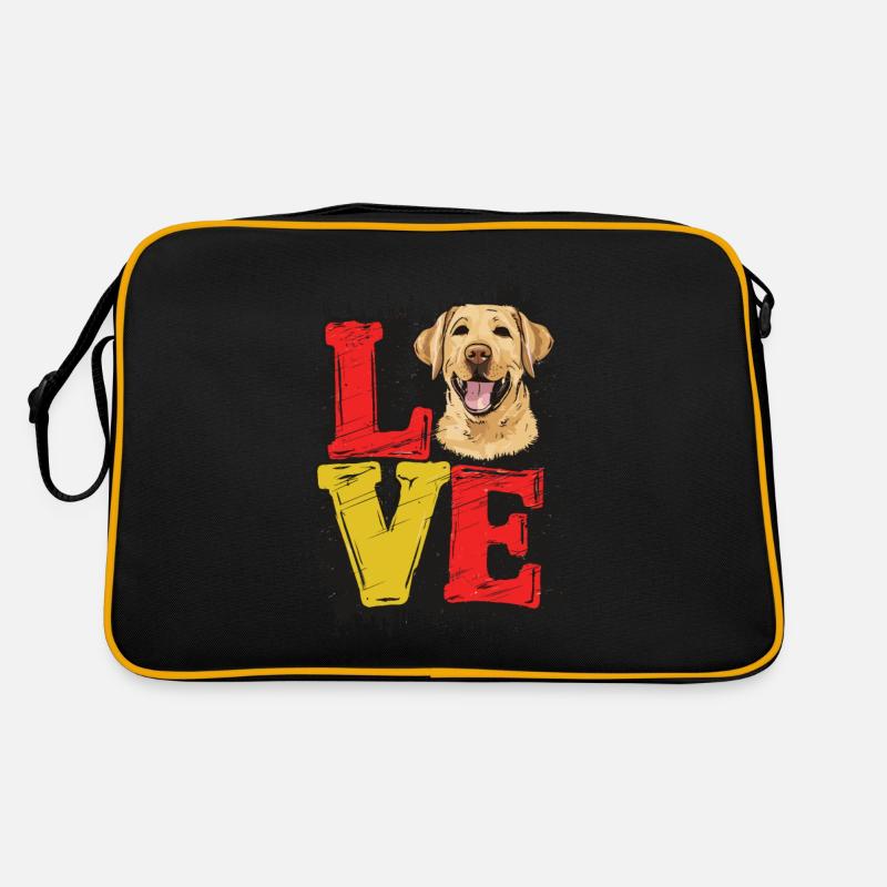 LOVE Labrador - Retro Tasche - Schwarz/Gold
