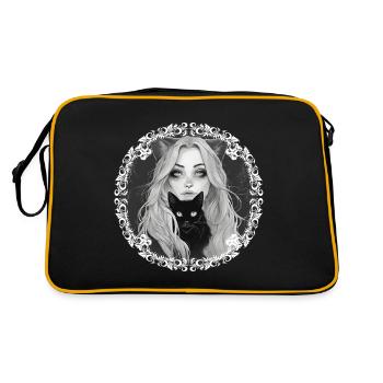 Witch With Her Loyal Companion The Black Cat. - Retro Bag - black/gold - Back