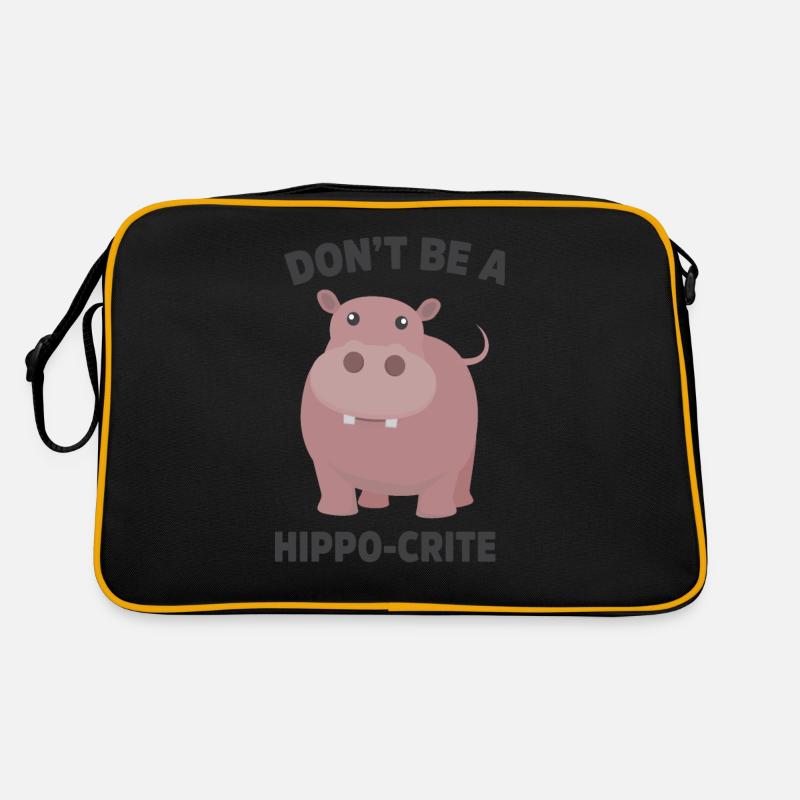 Sei kein Nilpferd-Kritiker Lustiges süßes Nilpferd - Retro Tasche - Schwarz/Gold