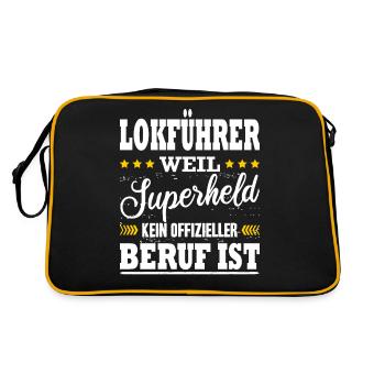 Lokführer Zugfahrer Spruch Zugführer Beruf Zug Fun - Retro Tasche - Schwarz/Gold - Hinten