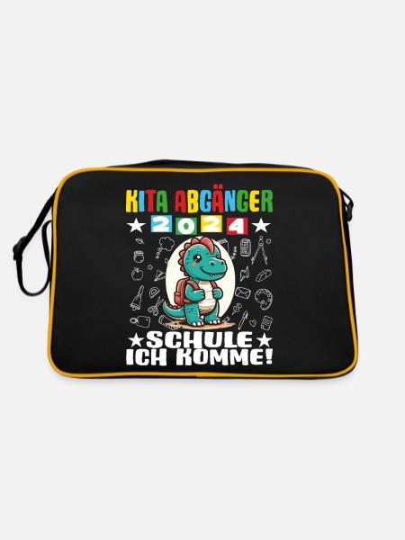 Kita Abgänger 2024 Einschulung 2024 - Retro Tasche - Schwarz/Gold