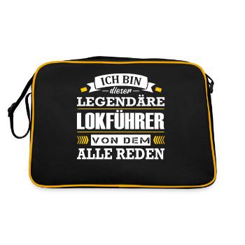Lokführer Spruch Zugfahrer Zugführer Zug - Retro Tasche - Schwarz/Gold - Hinten
