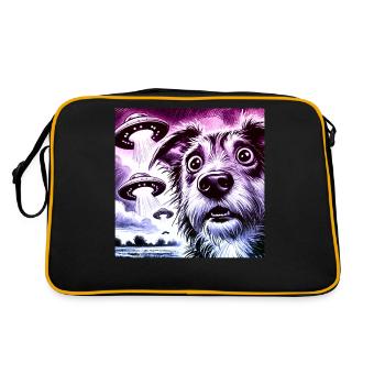 Rencontre avec un chien choqué et une invasion extraterrestre Design - Sac Retro - noir/or - Dos