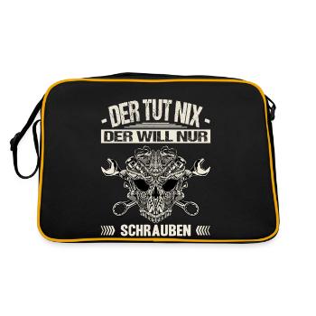 Der Tut Nix Der Will Nur Schrauben Autoschrauber - Retro Tasche - Schwarz/Gold - Hinten