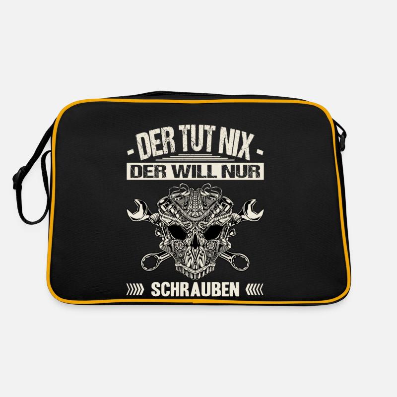 Der Tut Nix Der Will Nur Schrauben Autoschrauber - Retro Tasche - Schwarz/Gold