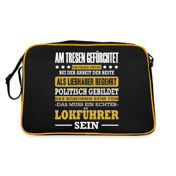 Lokführer Am Tresen Gefürchtet Zugfahrer Zugführer - Retro Tasche - Schwarz/Gold - Hinten