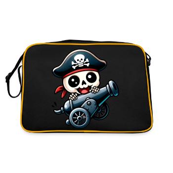 Piraten-Skelett - Retro Tasche - Schwarz/Gold - Hinten