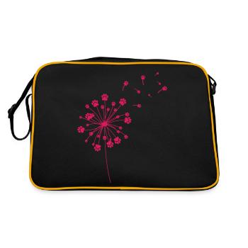 Dandelion Paw Funny Dog Animal Pawprint Puppy Day - Retro Bag - black/gold - Back