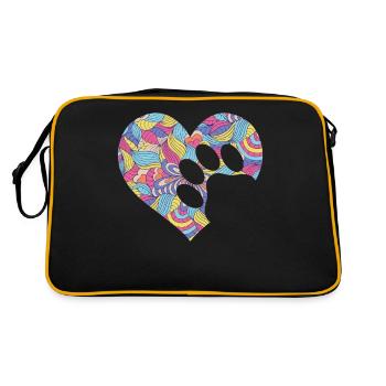 Colorful Paw Heart Fun Animal Pawprint Veterinary - Retro Bag - black/gold - Back