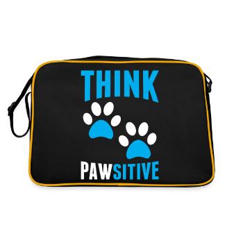 Think Pawsitive Funny Dog Pawprint Humor Animal - Retro Bag - black/gold - Back
