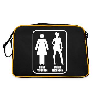 Deine Freundin - meine Freundin, Vergleich - Retro Tasche - Schwarz/Gold - Hinten
