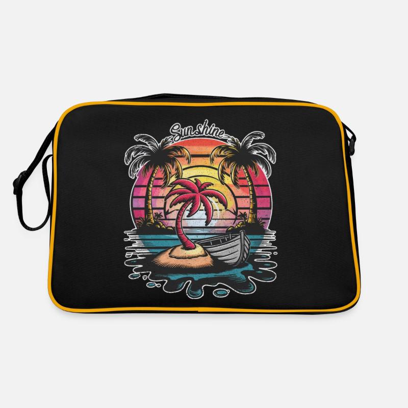 sunshine - été - coucher de soleil - Sac Retro - noir/or