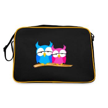 Amoureux des hiboux sur une branche d’arbre prédateur oiseaux humour - Sac Retro - noir/or - Dos