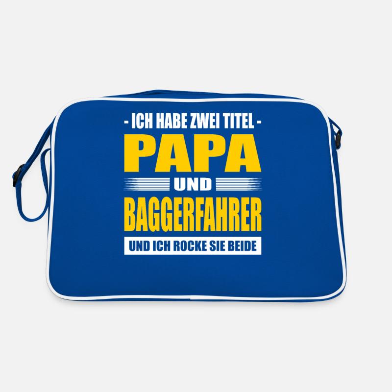 Zwei Titel Papa Und Baggerfahrer Baggerführer Retro Tasche