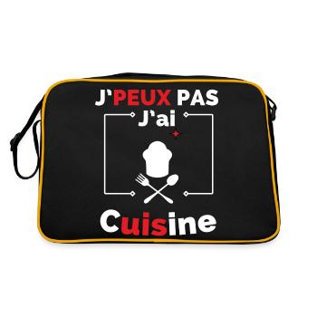 Ich kann nicht kochen - Retro Tasche - Schwarz/Gold - Hinten