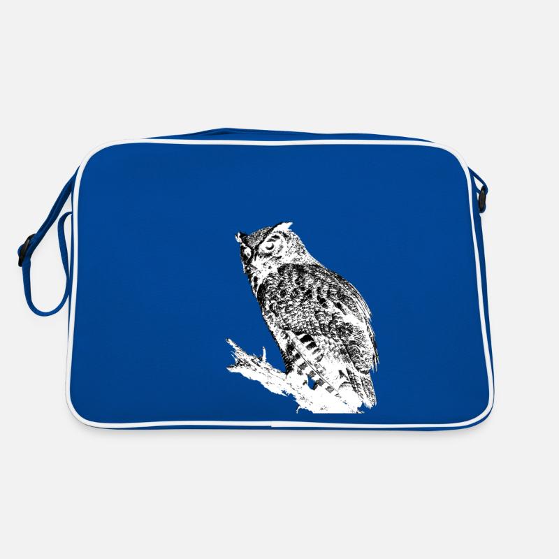 Owl On Tree Branch Black White Nocturnal Predator Retro Bag