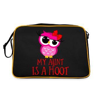 My Aunt Is A Hoot Funny Owl Birds Of Prey Nocturn - Retro Bag - black/gold - Back
