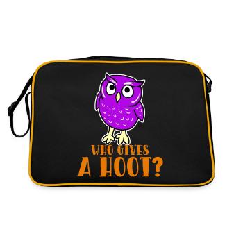 Who Gives A Hoot Funny Owl Nocturnal Predator Bird - Retro Bag - black/gold - Back
