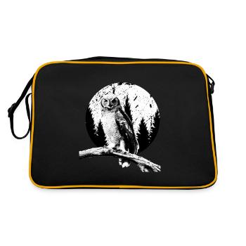Hibou Lune Arbres Nocturne Oiseau Nuit Prédateur Amoureux - Sac Retro - noir/or - Dos