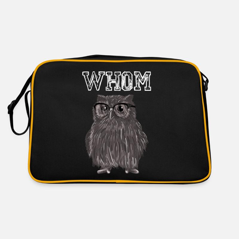Eule Mit Brille, Die Grammatik Hoot Nächtlicher Spaß - Retro Tasche - Schwarz/Gold