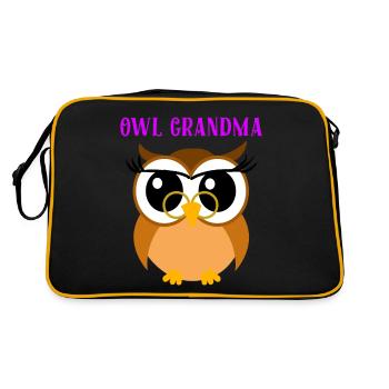 Owl Grandma Hoot Nocturnal Predator Bird Lover Fun - Retro Bag - black/gold - Back