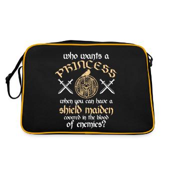Who wants a princess when you're a shieldmaiden - Retro Bag - black/gold - Back