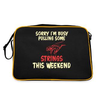 Sorry I'm Busy Pulling Some Strings This Weekend - Retro Bag - black/gold - Back