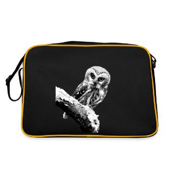 Hibou sur branche d’arbre prédateur nocturne oiseaux cool - Sac Retro - noir/or - Dos