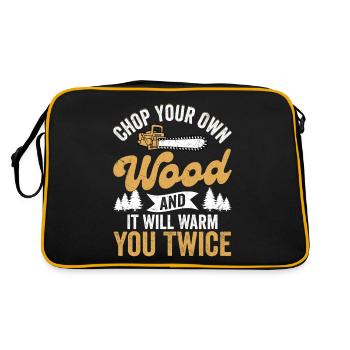 Coupez votre propre bois et il vous réchauffera deux fois plus - Sac Retro - noir/or - Dos