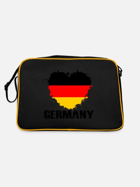 Fußball Deutschland Flagge 2024 Trikot EM - Retro Tasche - Schwarz/Gold
