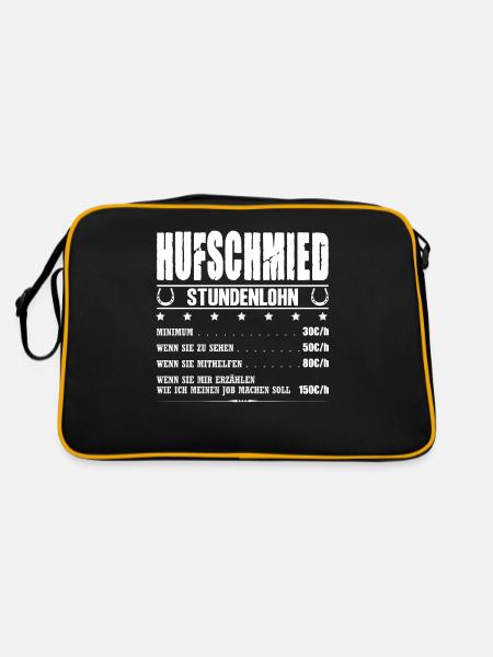 Hufschmied Stundenlohn Hufbeschlagschmied Schmied - Retro Tasche - Schwarz/Gold - Hinten