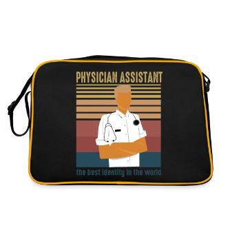 Flagge USA Arzt Assistent Rretro Student - Retro Tasche - Schwarz/Gold - Hinten