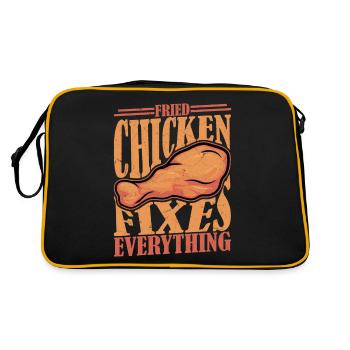 Fried Chicken Fixes Everything Fry Fast Food - Retro Tasche - Schwarz/Gold - Hinten