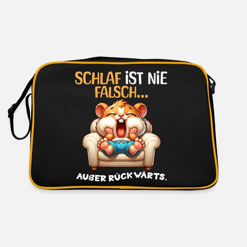 Bin Müde Faul Lustige Schlafanzug Morgenmuffel - Retro Tasche - Schwarz/Gold