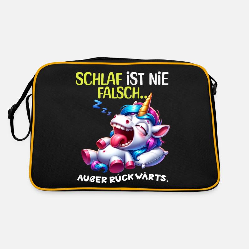 Bin Müde Faul Lustige Schlafanzug Morgenmuffel - Retro Tasche - Schwarz/Gold