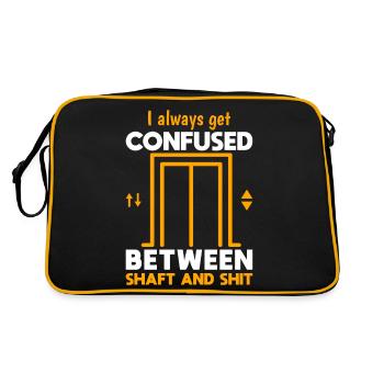 Funny Elevator Mechanic Confused Shaft & Shit Gift - Retro Bag - black/gold - Back