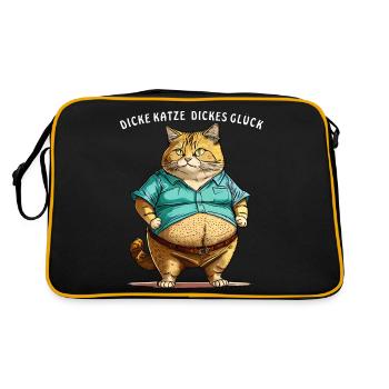 DICKE KATZE DICKES GLÜCK - Retro Tasche - Schwarz/Gold - Hinten