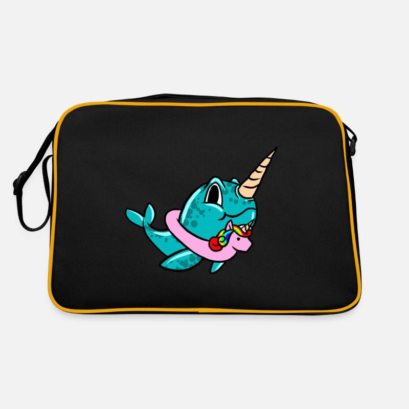 Narwhal On Unicorn Float Lifebuoy Float Cool pun Retro Bag